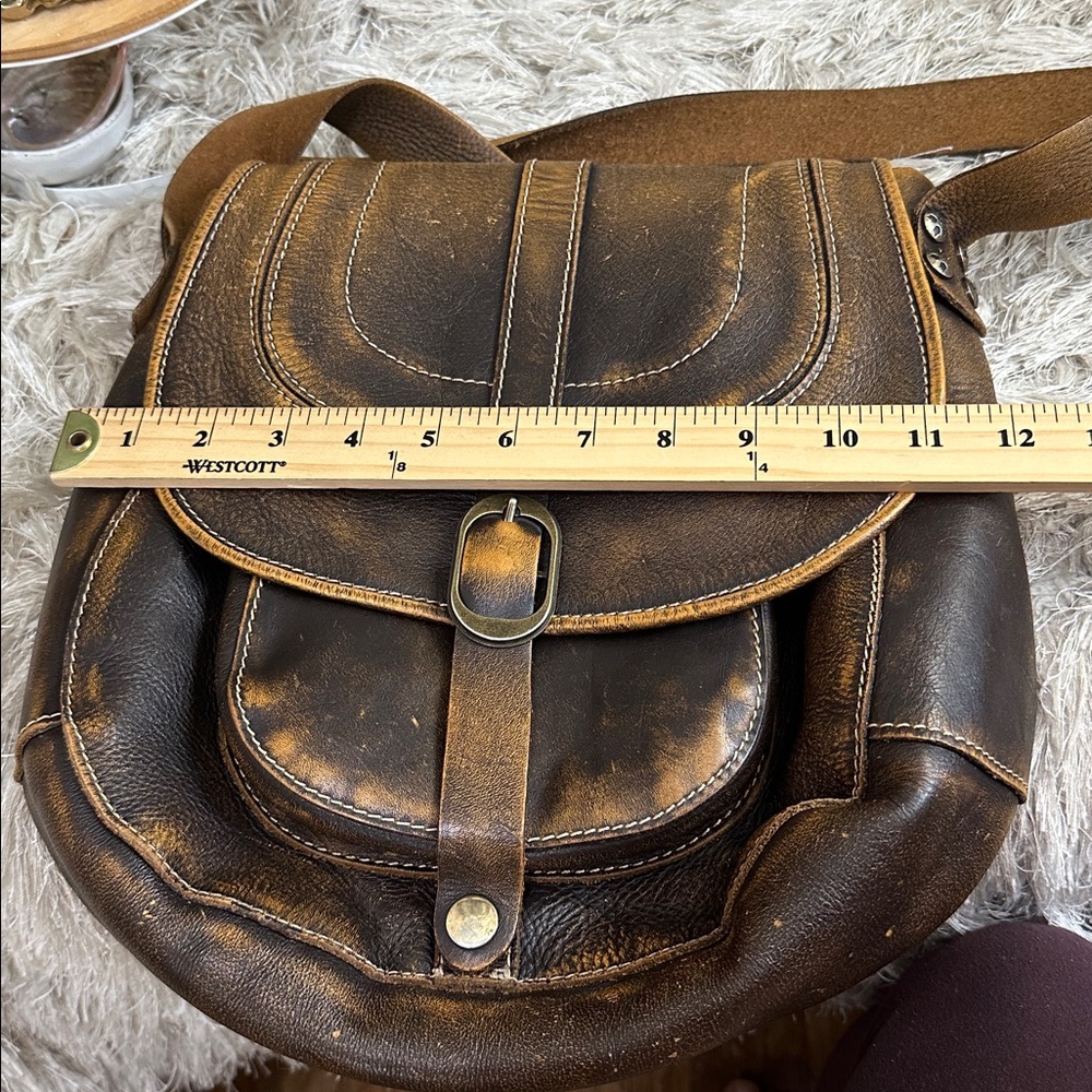 Patricia Nash Brown Distressed Italian Leather Barcelona Saddlebag Crossbody - Picture 17 of 17